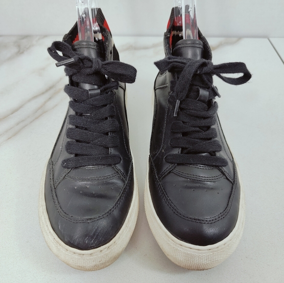 Madden Girl Black Faux Leather Knit Collar Platform Sneakers, Sz 7 - Picture 5 of 12